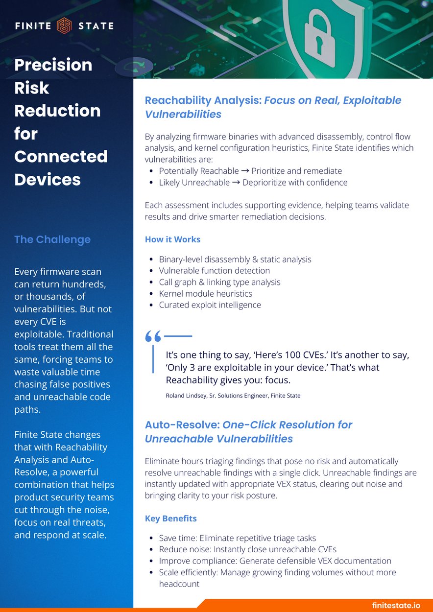 reachability datasheet page 1 